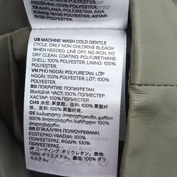 H&M Olive Green Skirt Womens Size 14 Knee Length Pencil Work Office Faux Leather - Picture 7 of 7